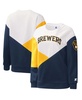 Women's White, Navy Milwaukee Brewers Shutout Pullover Sweatshirt