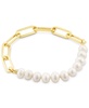 14k Gold-Plated Link & Cultured Freshwater Pearl Stretch Bracelet