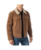 Men's Aaron Fitted Trucker Jacket Sherpa Collar Faux Leather Casual Coat