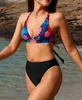 Women's Retro Floral Plunging Bikini Top & Cheeky Bottoms Set