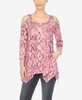 Women's Snake Print Cold Shoulder Tunic