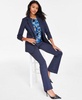 Women's Faux-Double-Breasted Compression-Denim Blazer, Floral-Print Mesh T-Shirt & Denim Flare Pants, Exclusively at Macy's	