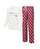 Women's White, Crimson Oklahoma Sooners Long Sleeve V-Neck T-shirt and Gauge Pants Sleep Set