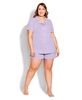 Plus Size Button Short Sleeve Sleep Top