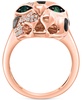 EFFY® Diamond (1/3 ct. t.w.) & Emerald Accent Panther Head Ring in 14k Rose Gold