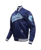 Men's Navy Memphis Grizzlies Script Tail Full-Snap Satin Varsity Jacket