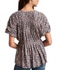 Women's Printed Cotton Smocked Peplum Top