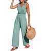 Women's Soft Green Tie Shoulder Jumpsuit