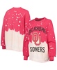 Women's Crimson Oklahoma Sooners Twice As Nice Faded Dip-Dye Pullover Sweatshirt