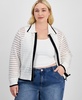 Trendy Plus Size Open-Stitch Zip-Front Cardigan, Exclusively at Macy's 