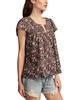 Women's Cotton Smocked Flutter-Sleeve Top