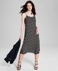 Women's Floral-Print Lace-Trim Midi Dress, Created for Macy's