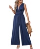 Women's Plunging Sleeveless Wide Leg Jumpsuit