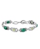 Sterling Silver Malachite Peridot Concha Link Bracelet, Size Large