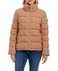 Women's Single-Breasted Cable Knit + Cire Mix Puffer Jacket