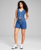 Women's Denim Cropped Vest & High-Rise Denim Bermuda Shorts, Created for Macy's