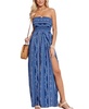 Women's Indigo Paisley Strapless Wide Leg Jumpsuit