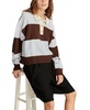 Women's Rugby-Striped Contrast-Trim Sweater