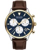 Men's Heritage Calendoplan Swiss Quartz Chronograph Chocolate Genuine Leather Strap Watch 43mm