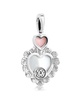 Sterling Silver White Mother of Pearl Pink Opal Concha Heart Pendant Enhancer