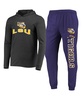 Men's Purple, Charcoal LSU Tigers Meter Long Sleeve Hoodie T-shirt and Jogger Pants Set