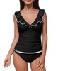 Women's Ruffled Adjustable Straps Ruched Tankini Sets