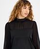 Women's Sheer-Sleeve Mock-Neck Blouse, Created for Macy's 