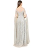 Women's Long Bell Sleeve Boat-Neck Beaded Gown