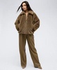 Women's Cuffed-Sleeve Faux-Fur Zip-Front Jacket & High-Rise Wide-Leg Double-Pleated Pants 