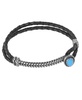 Sterling Silver Women's Leather Bracelet Blue Turquoise Gemstone Size Small - Large