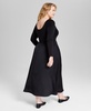 Trendy Plus Size Mixed-Media Midi Dress, Created for Macy's