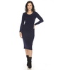 Women's Long Sleeve Rib Midi Sweater Dress