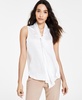 Women's Tie-Neck Sleeveless Satin Blouse, Created for Macy's