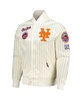 Men's Cream New York Mets Cooperstown Collection Pinstripe Retro Classic Satin Full-Snap Jacket