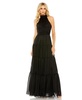 Women's Tie Neck Tiered Halter Gown