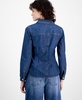 Women's Denim Pleat FrontLong-Sleeve Shirt