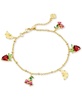 14k Gold-Plated Mixed Stone Fruit Adjustable Charm Bracelet