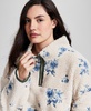 Women's Embroidered Floral Fleece Long-Sleeve 1/4 Zip Jacket, Created for Macy's