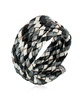 Sterling Silver Multi-Color Braided Black, White and Gray Leather Coil Wrap Bracelet, 34 Inches