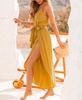 Women's Yellow V-Neck Wide Leg Jumpsuit