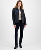 Women's Leather Zip-Front Collared Coat