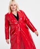 Trendy Plus Size Faux-Leather Trench Coat, Created for Macy's