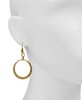 Gold-Tone Hammered Drop Hoop Earrings