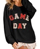 baseball game day patches french terry pullover in black