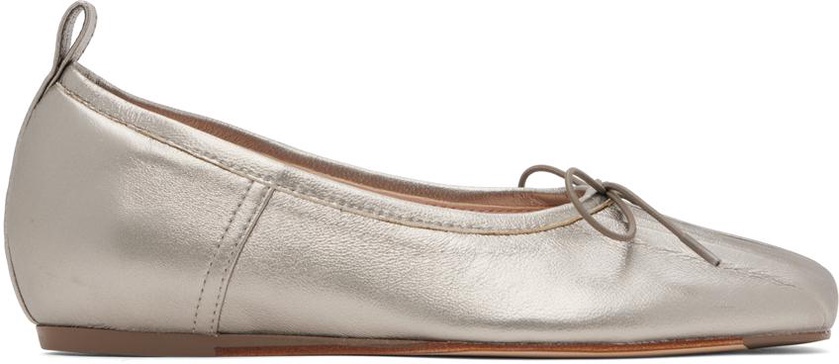 Silver Classic Pleated Ballerina Flats