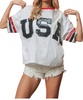 usa striped sequin top in white