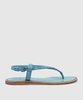 women's embossed leather sandals in blue