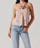 alix rosette top in pink floral