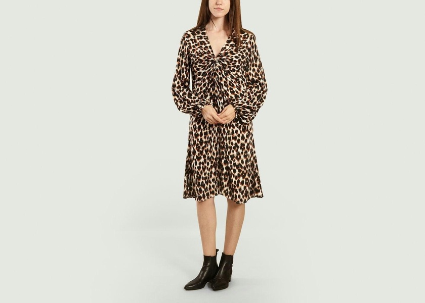 Black and Beige Freesios Leopard Print Dress