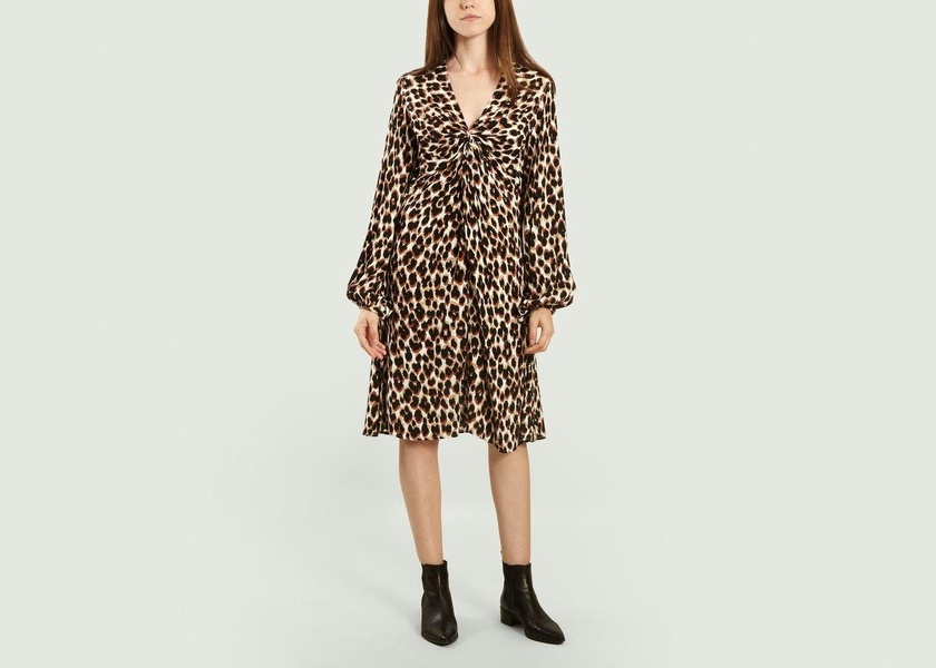 Black and Beige Freesios Leopard Print Dress